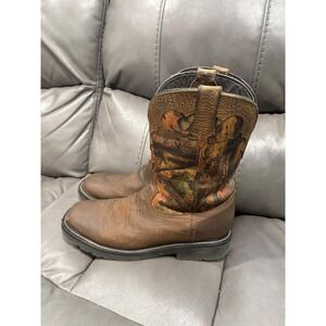 J.B. Dillon men's western square toe boots in brown camouflage leather Size 11.5